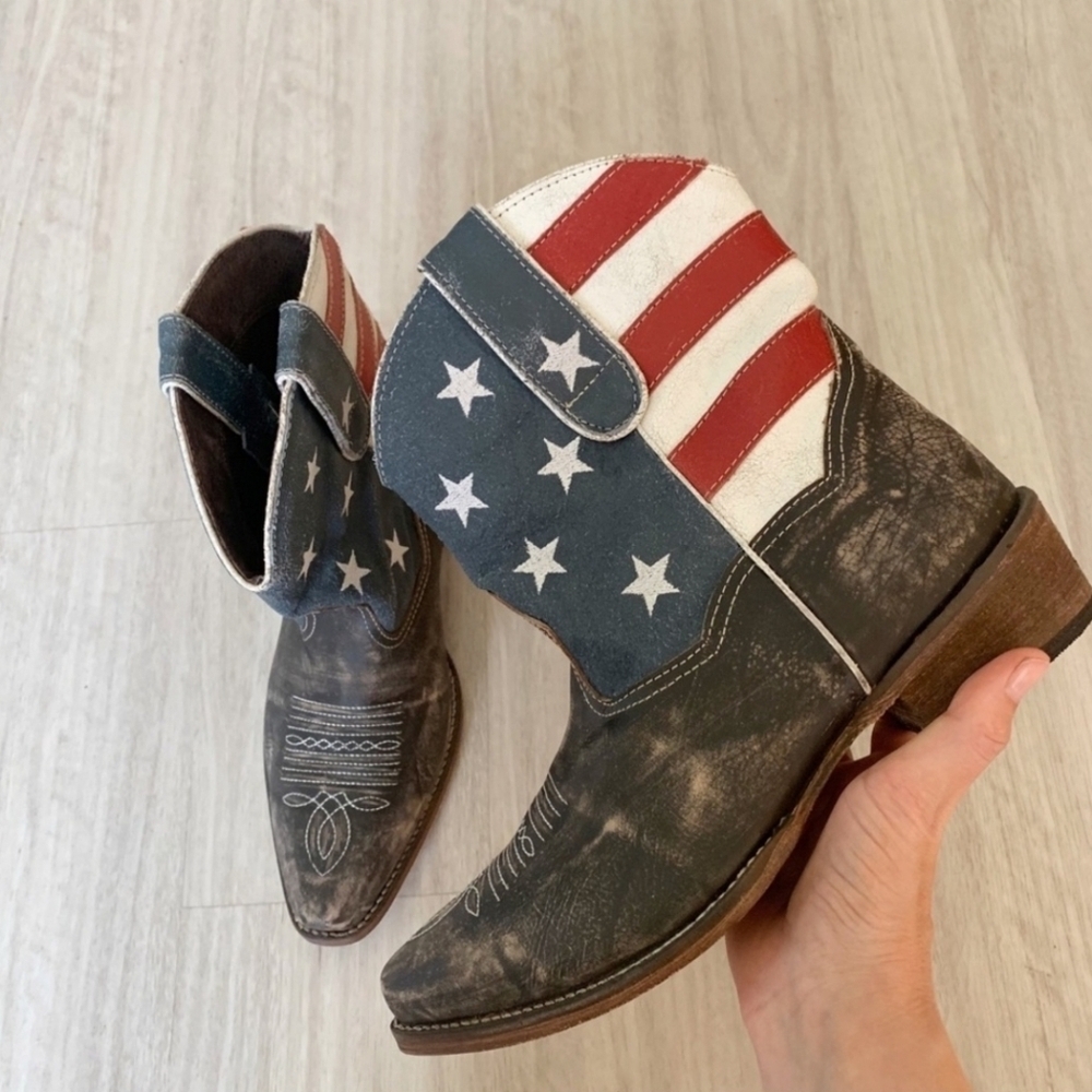 Roper American Beauty Flag Ankle Boots 7